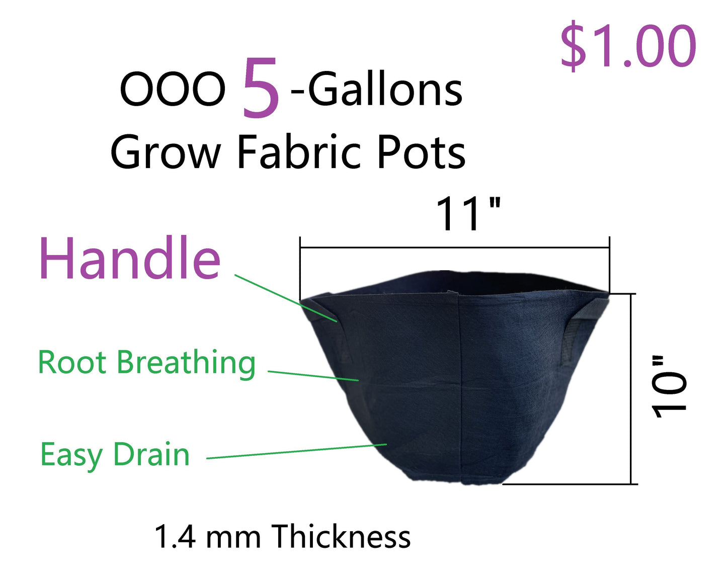 OOO 5-Gallon Grow Bags